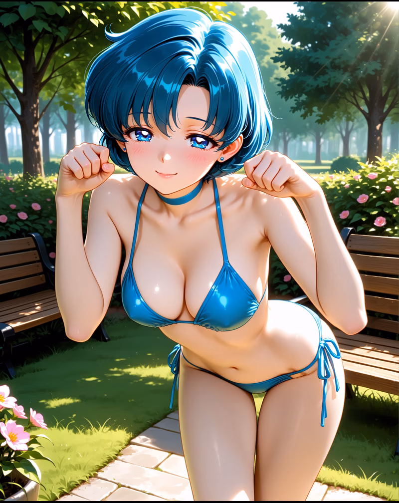 水野亜美 青髪 知性派 AIキャラクター画像