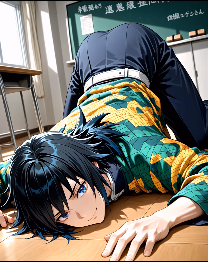 Tomioka Water Breathing swordsman anime illustration