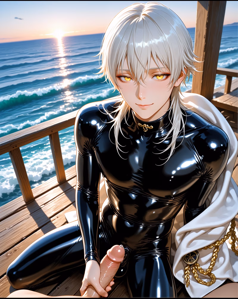 鶴丸国永 鶴の羽衣装 本丸の廊下 AIアート