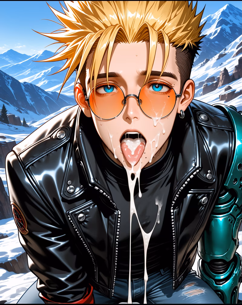 Vash with his Colt gunslinger combat scene AI image