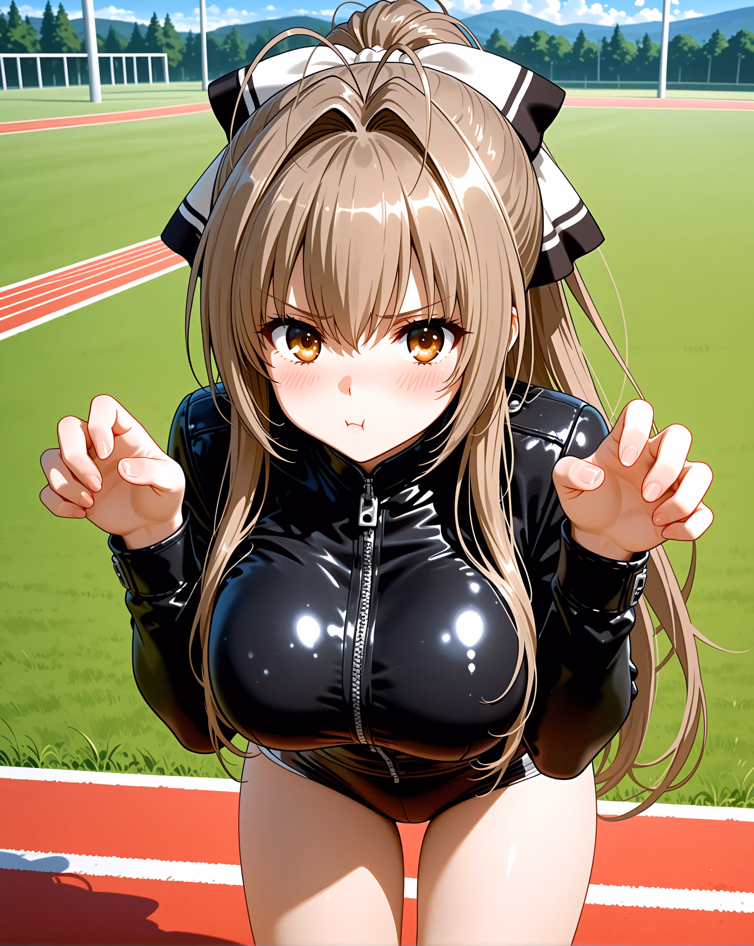 千斗いすず 真面目な表情 遊園地の守り手 AIアート